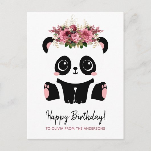 Niedlich Panda Happy Geburtstag personalisiert Postkarte (Vorderseite)
