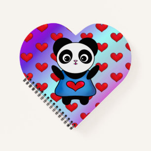 Niedlich Panda Herz Liebe Motivation glücklich Notizblock