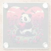 Niedlich Panda Holding Heart - Valentinstag Gesche Glasuntersetzer (Rückseite)