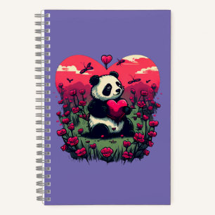 Niedlich Panda Holding Heart - Valentinstag Gesche Notizblock