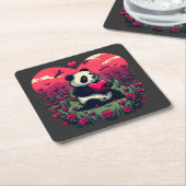 Niedlich Panda Holding Heart - Valentinstag Gesche Rechteckiger Pappuntersetzer (angewinkelt)
