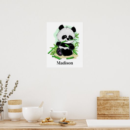 Niedlich Panda individuelle Name Poster (Küche)