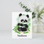 Niedlich Panda individuelle Name Postkarte (Stehend Vorderseite)
