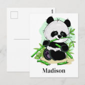 Niedlich Panda individuelle Name Postkarte (Vorne/Hinten)