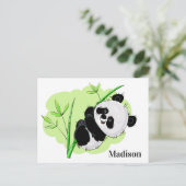 Niedlich Panda individuelle Name Postkarte (Stehend Vorderseite)