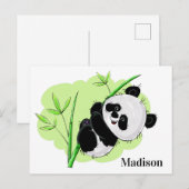 Niedlich Panda individuelle Name Postkarte (Vorne/Hinten)