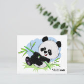 Niedlich Panda individuelle Name Postkarte (Stehend Vorderseite)
