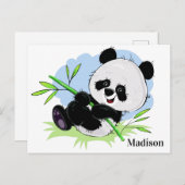 Niedlich Panda individuelle Name Postkarte (Vorne/Hinten)