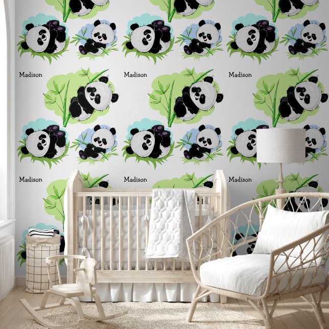 Niedlich Panda individuelle Name Tapete (Kinder)