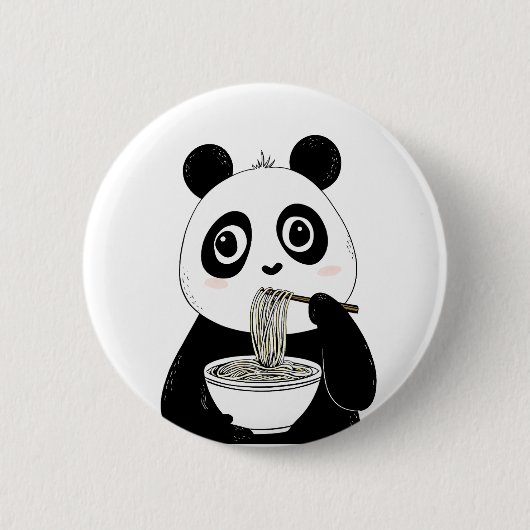 Niedlich Panda isst Udon Noodles Button (Vorderseite)