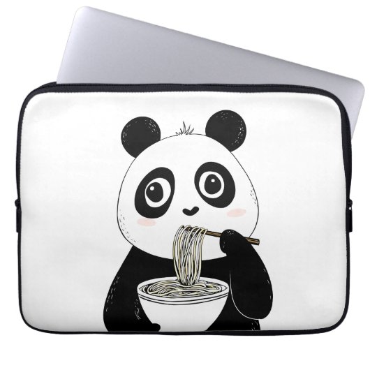 Niedlich Panda isst Udon Noodles Laptopschutzhülle (Vorderseite)