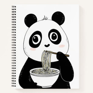 Niedlich Panda isst Udon Noodles Notizblock