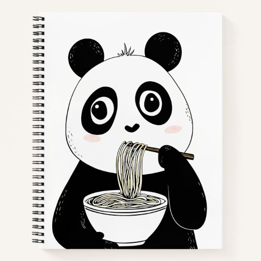 Niedlich Panda isst Udon Noodles Notizblock (Vorderseite)