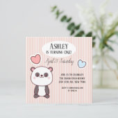 Niedlich Panda Kawaii 1. Geburtstag Einladung (Stehend Vorderseite)