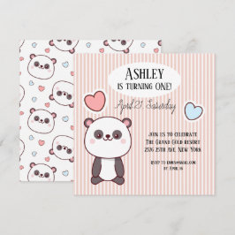 Niedlich Panda Kawaii 1. Geburtstag Einladung
