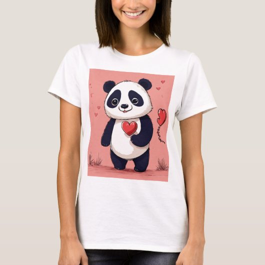 "Niedlich Panda "Liebe oder Nicht" T - Shirt - Ado (Vorderseite)