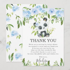 Niedlich Panda Light Blue Floral Greenerity Baby D Dankeskarte