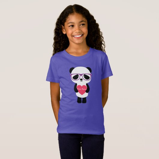 Niedlich Panda Lila T-Shirt (Vorne ganz)