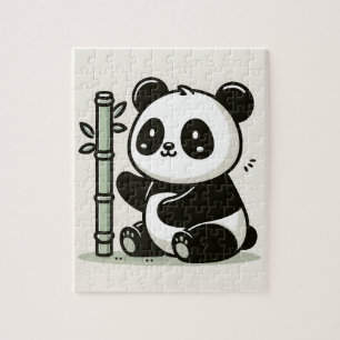 Niedlich Panda mit Bamboo Puzzle