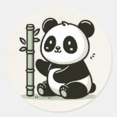 Niedlich Panda mit Bamboo Runder Aufkleber (Vorderseite)