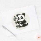 Niedlich Panda mit Bamboo Runder Aufkleber (Umschlag)