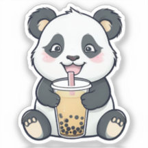 Niedlich Panda mit Boba Tea Sticker - Kawaii