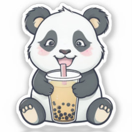 Niedlich Panda mit Boba Tea Sticker - Kawaii