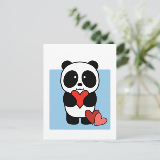 Niedlich Panda mit Herz - 1000Pandas Postkarte (Stehend Vorderseite)