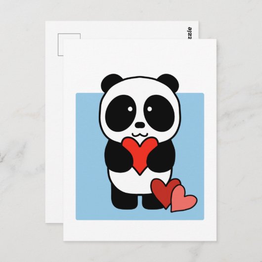 Niedlich Panda mit Herz - 1000Pandas Postkarte (Vorne/Hinten)