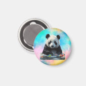 Niedlich Panda mit seinen Spielzeugen Magnet (Vorderseite/Rückseite)