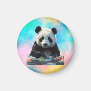 Niedlich Panda mit seinen Spielzeugen Magnet