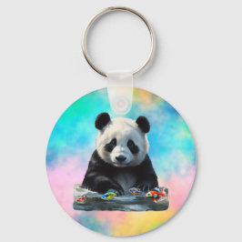 Niedlich Panda mit seinen Spielzeugen Schlüsselanhänger