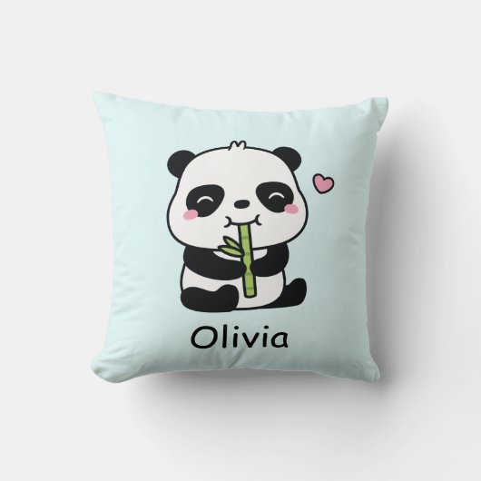 Niedlich Panda Munching Bamboo, Baby-Kinderzimmer- Kissen (Vorderseite)