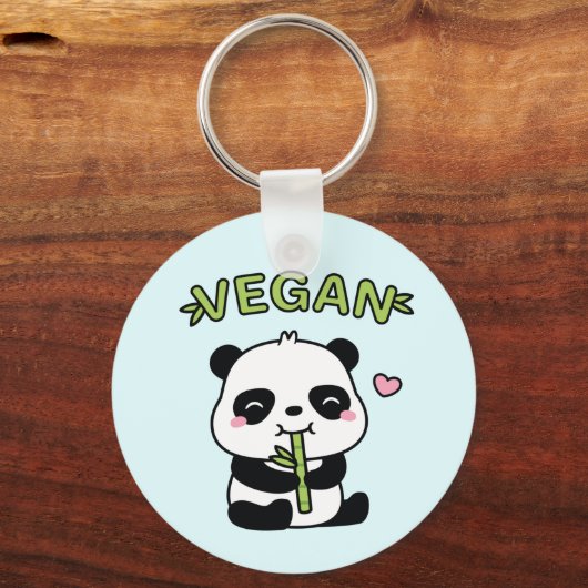Niedlich Panda Munching Bamboo Vegan Schlüsselanhänger (Vorderseite)