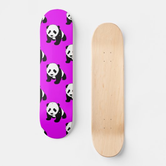 Niedlich Panda; Nebel Lila, Schwarz & Weiß Skateboard (Vorderseite)