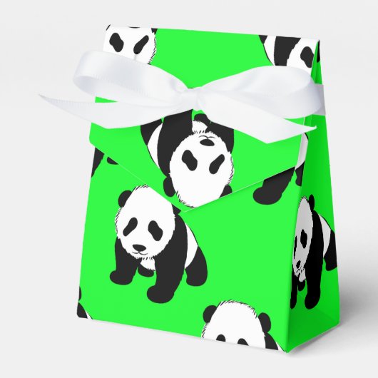 Niedlich Panda; Neon Green, Black & White Geschenkschachtel (Vorderseite)