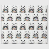 Niedlich Panda Osterwasserfarbe Blüte Geschenkpapier (Flach)