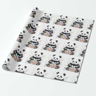 Niedlich Panda Osterwasserfarbe Blüte Geschenkpapier