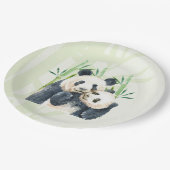 Niedlich Panda Pair & Bamboo Wasserfarbe Pappteller (Schrägansicht)
