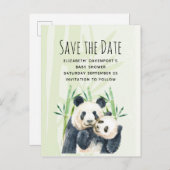 Niedlich Panda Pair Save the Date Kinderdusche Einladungspostkarte (Vorne/Hinten)