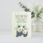 Niedlich Panda Pair Save the Date Kinderdusche Einladungspostkarte (Stehend Vorderseite)