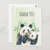 Niedlich Panda Pair Watercolor Danke an die Postka Postkarte (Vorne/Hinten)