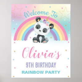 Niedlich Panda Pandacorn Rainbow Birthday Willkomm Poster