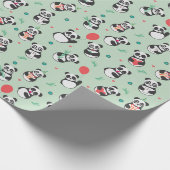 Niedlich Panda Pattern Geburtstag | Grün Geschenkpapier (Ecke)