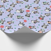 Niedlich Panda Pattern Geburtstag | LILA Geschenkpapier (Ecke)