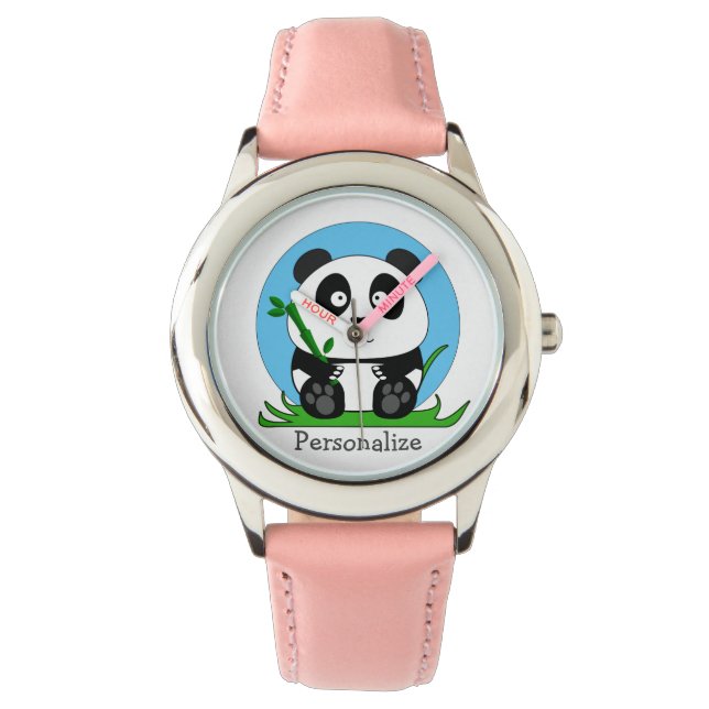 Niedlich Panda Personalisiert Armbanduhr (Vorderseite)