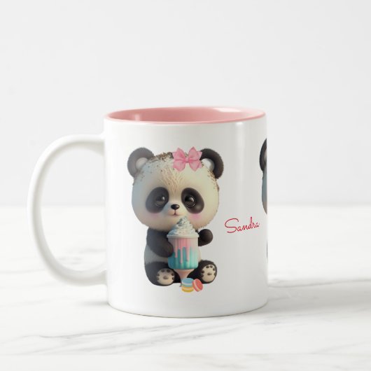Niedlich Panda Personalisiert Zweifarbige Tasse (Links)