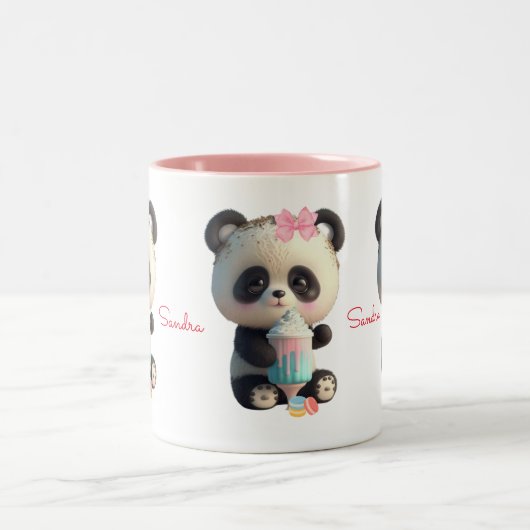 Niedlich Panda Personalisiert Zweifarbige Tasse (Mittel)