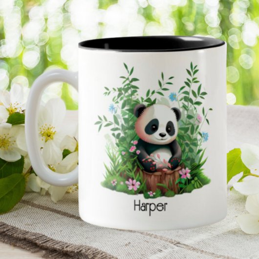 Niedlich Panda Personalisiert Zweifarbige Tasse