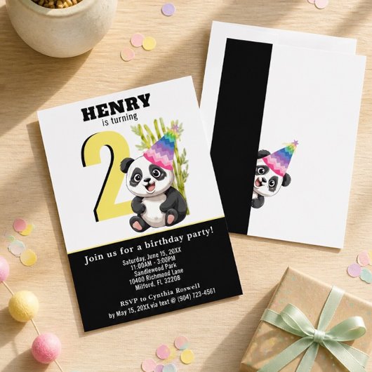 Niedlich Panda - Personalisierte Einladung zum Geb